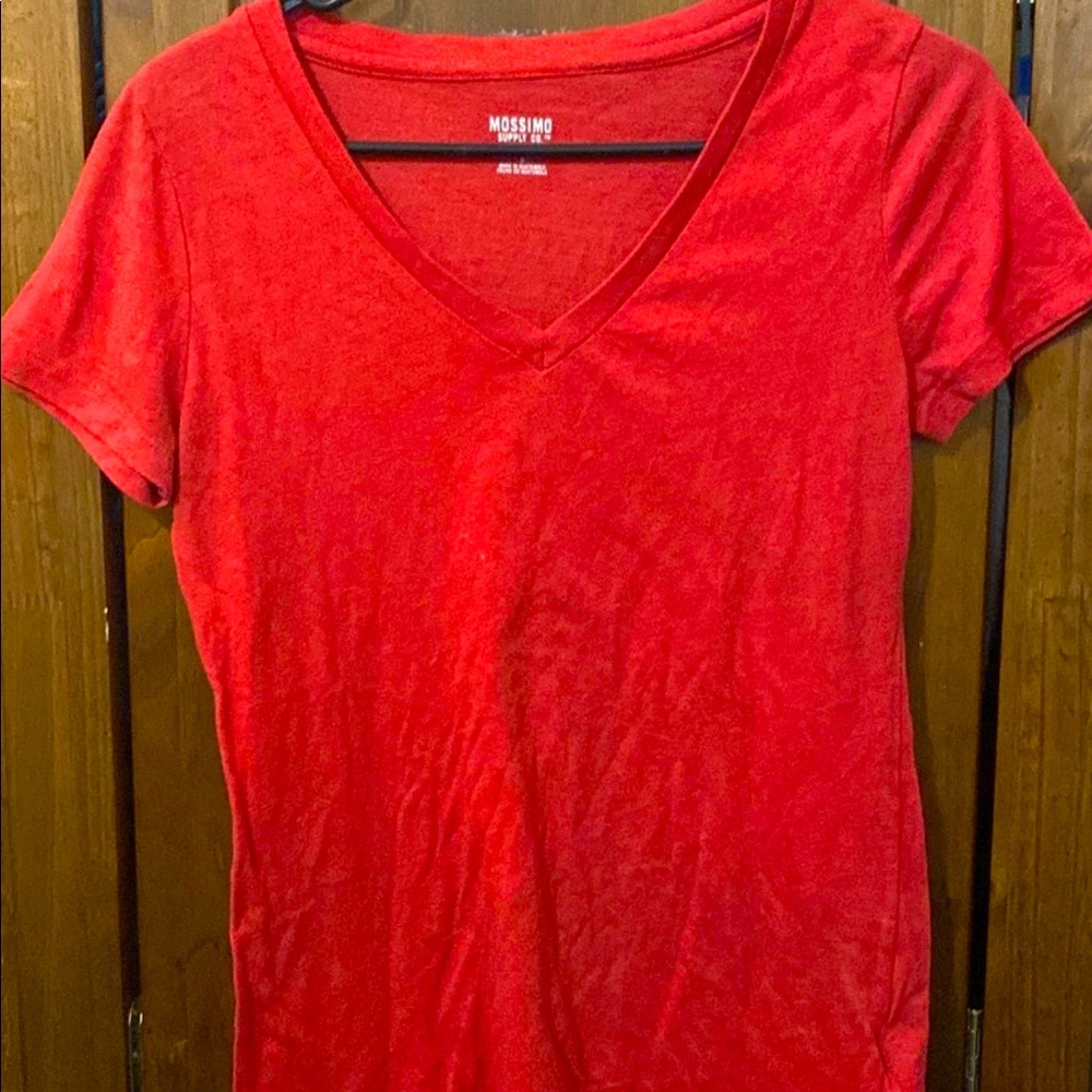 Red shortsleeve womens shirt